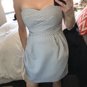 Club Monaco blue & white strapless dress & pockets